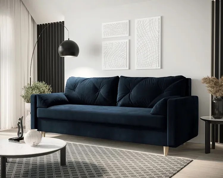 Granatowa sofa rozkładana z funkcją spania B1-P40