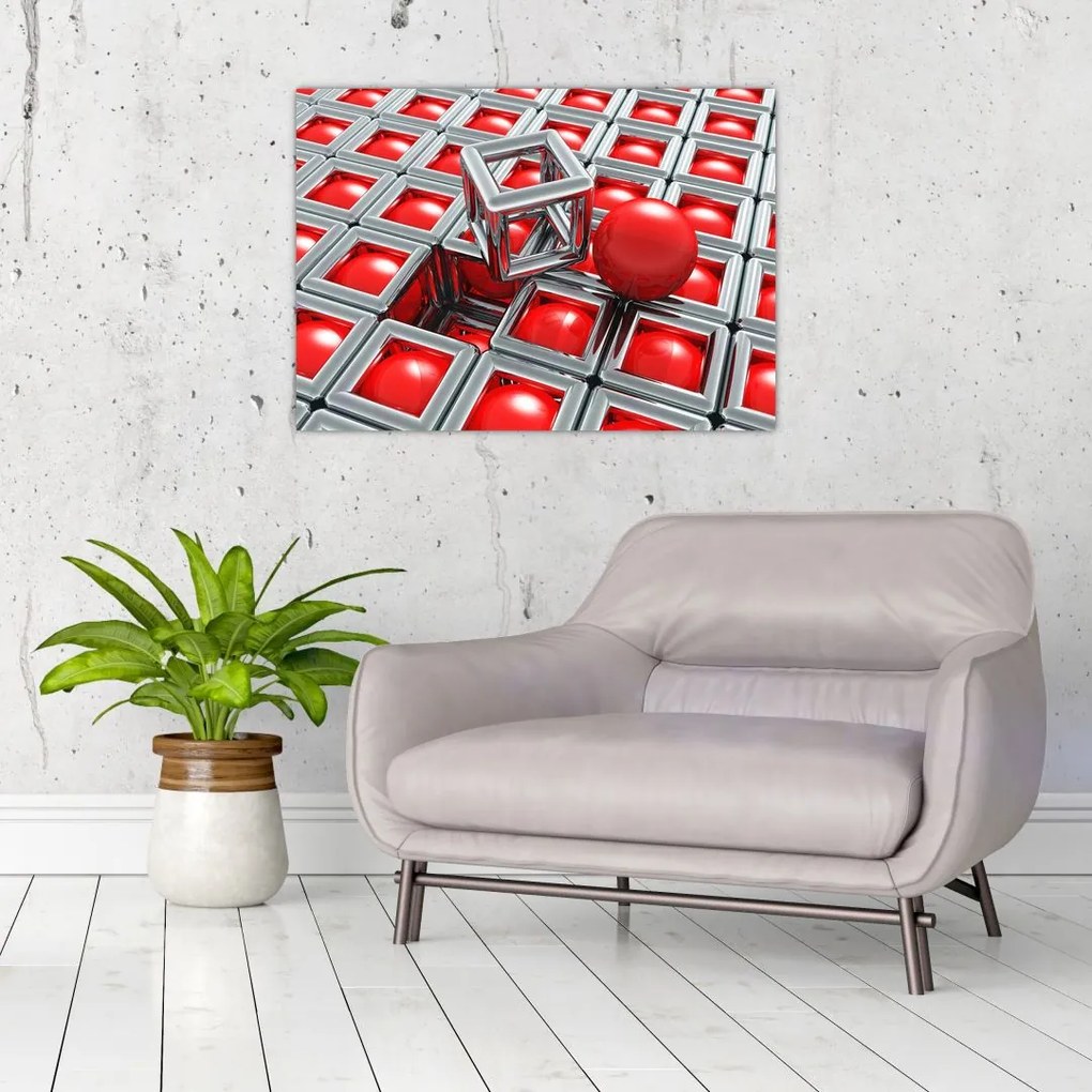 Obraz - 3D metaliczna abstrakcja (70x50 cm)