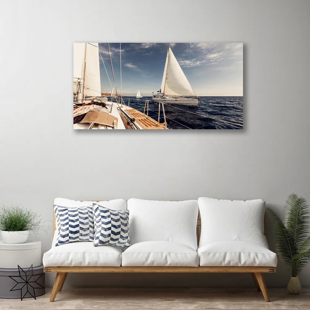 Obraz canvas Kolorowe Łodzie na Morskiej Głębi