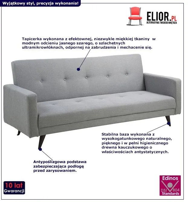 Rozkładana sofa Marona - szara