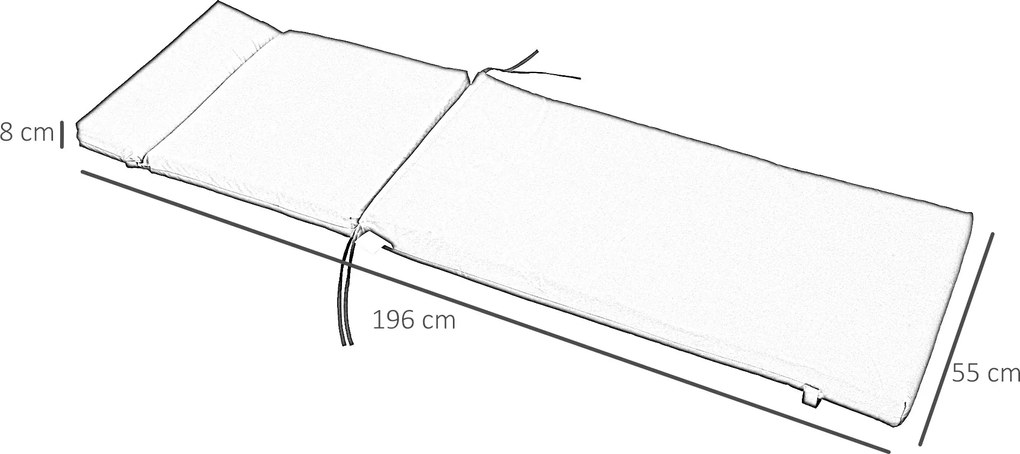 Outsunny poduszka na leżak kolor ciemnoszary 196 cm x 55 cm x 8 cm