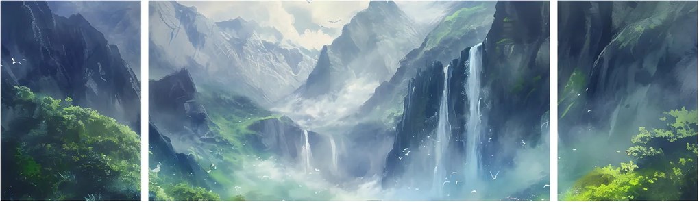 Obraz - Dolina wodospadów (170x50 cm)