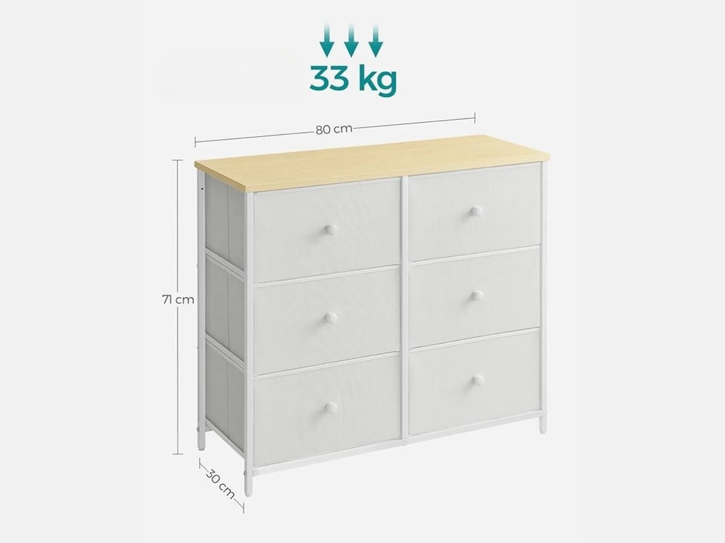 Komoda z szufladami HESTO 80x71 cm, biała/szara