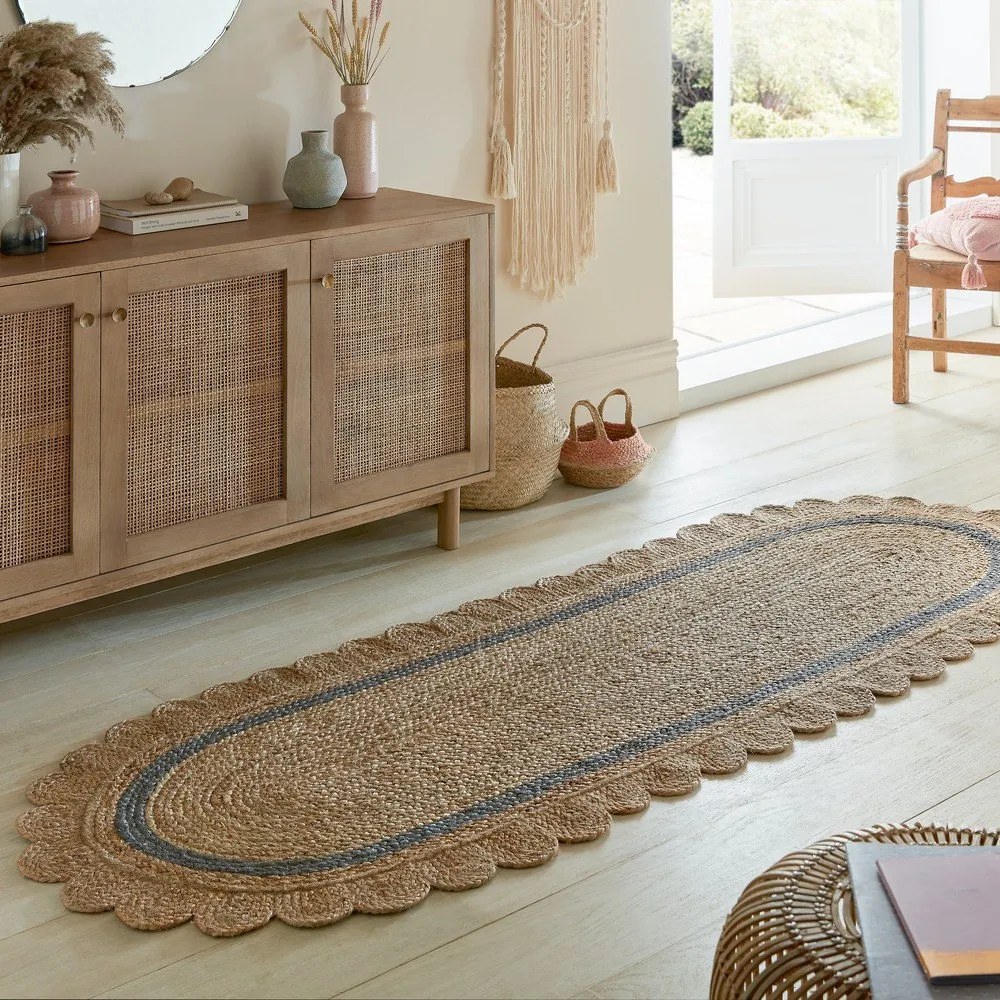 Szaro-naturalny chodnik z juty tkany ręcznie 80x230 cm Grace Grey – Flair Rugs