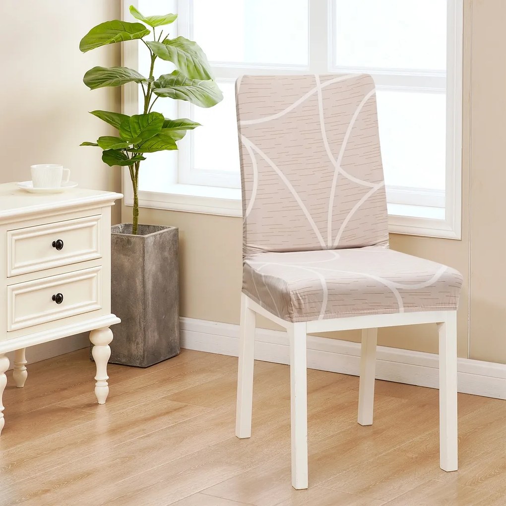 4Home Pokrowiec elastyczny na krzesło Abstract beżowy, 45-50 cm, zestaw 2 szt.