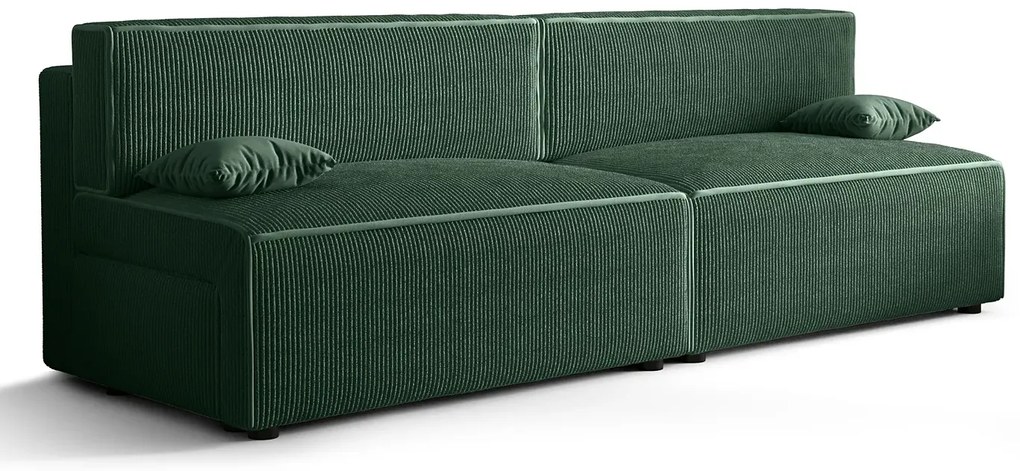 Zielona rozkładana sztruksowa sofa z funkcją spania A5-D08