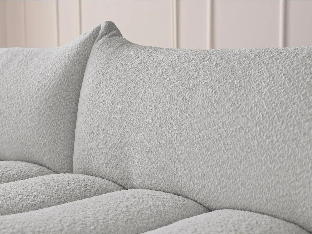 Jasnoszary narożnik z materiału bouclé (lewostronny/z szezlongiem) Azra – Bobochic Paris