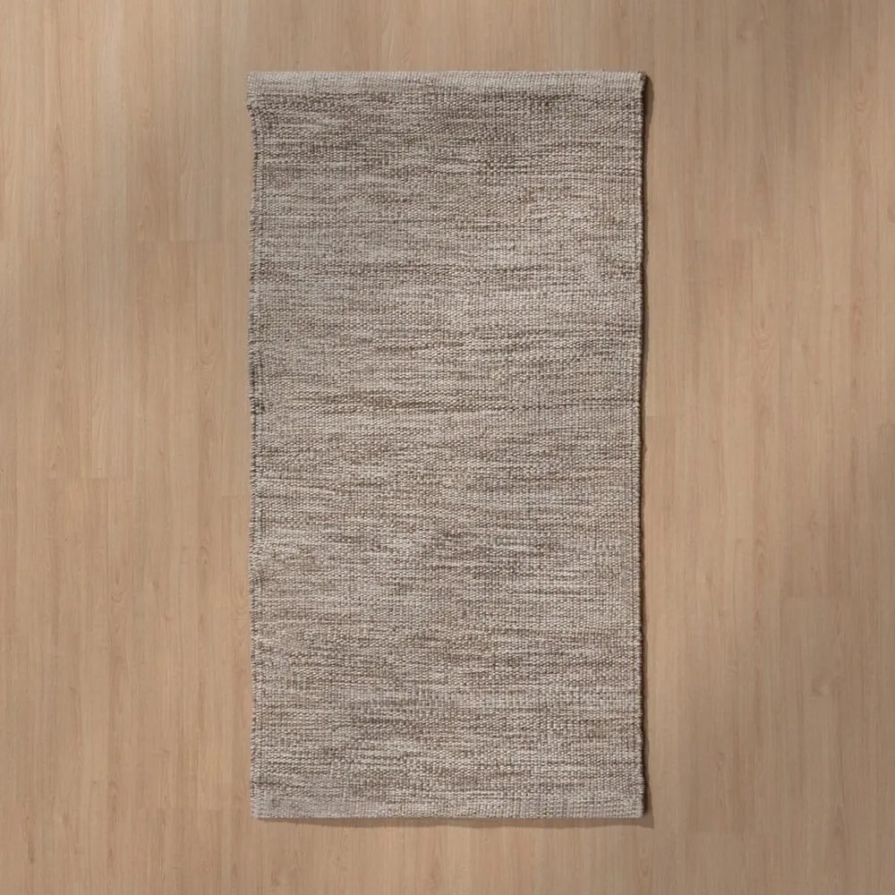 Brązowy dwustronny dywan z mieszanki wełny 80x150 cm – Ixia