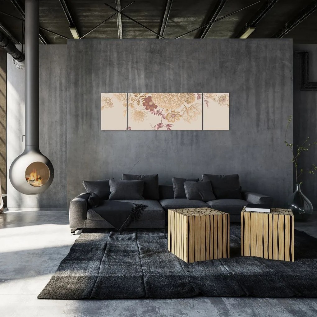 Obraz - Vintage kwiaty i motyle (170x50 cm)
