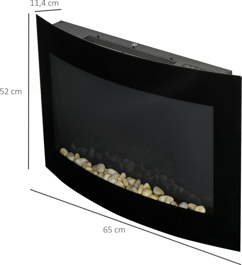Homcom Kominek Elektryczny Led 900/1800 W Czarny Żwir