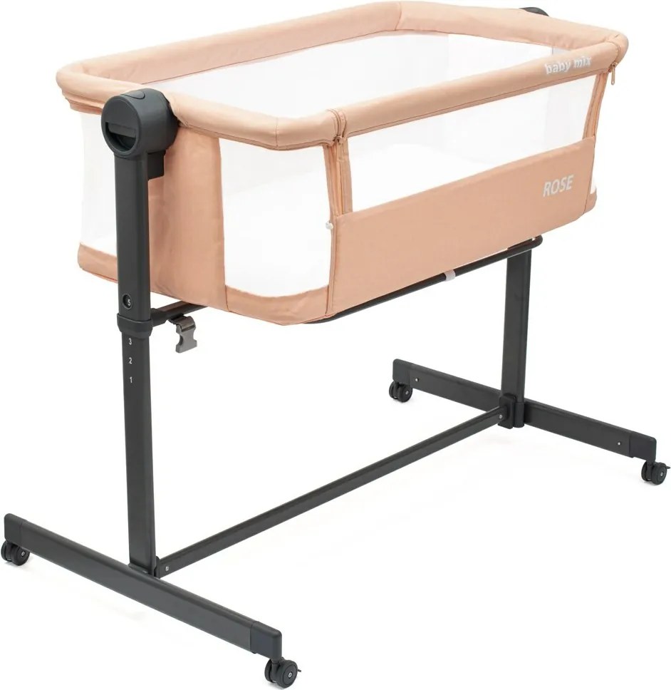 Baby Mix Łóżeczko dostawcze Rose łososiowy, 84 x 80 x 52 cm