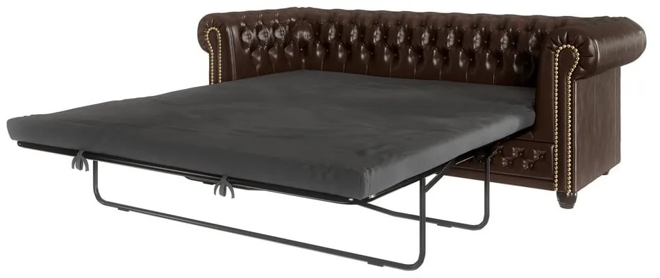 Ciemnobrązowa rozkładana sofa z imitacji skóry 203 cm York – Ropez