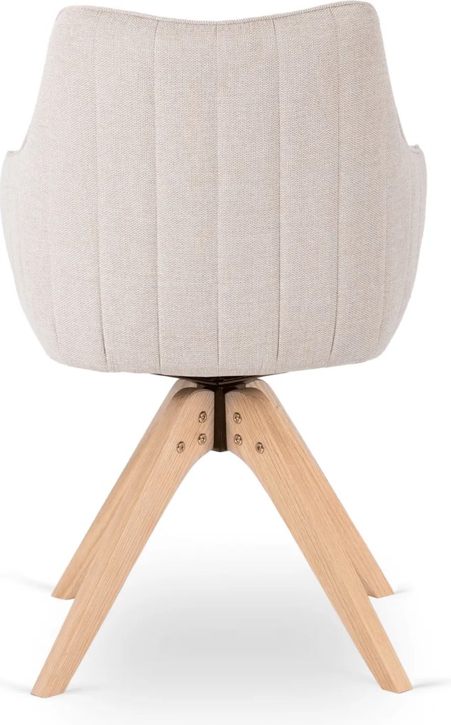 Krzesło Tapicerowane Obrotowe do Salonu LEMON Jasnobeżowe Nowoczesne