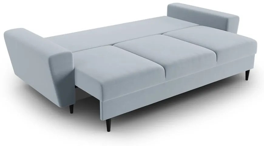 Jasnoniebieska aksamitna rozkładana/ze schowkiem sofa 235 cm Kyoto – Cosmopolitan Design