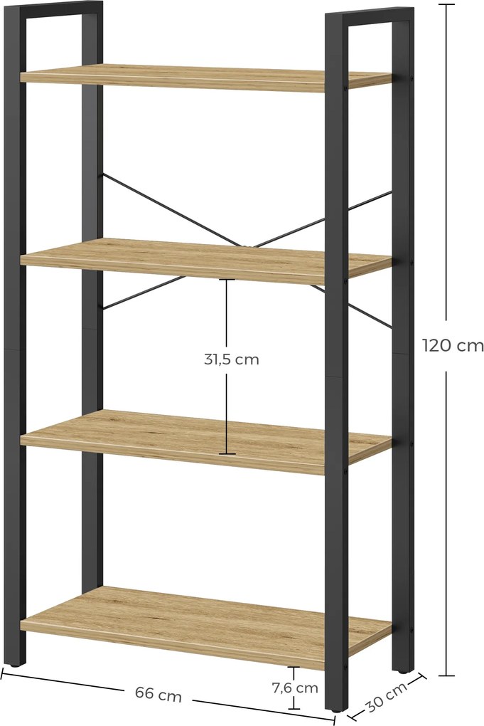Regał stojący, otwarty, 4 półki - artisan - LLS60B88V1
