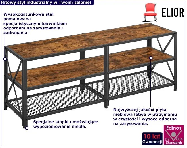 Loftowy stolik pod telewizor z półkami F1-R38