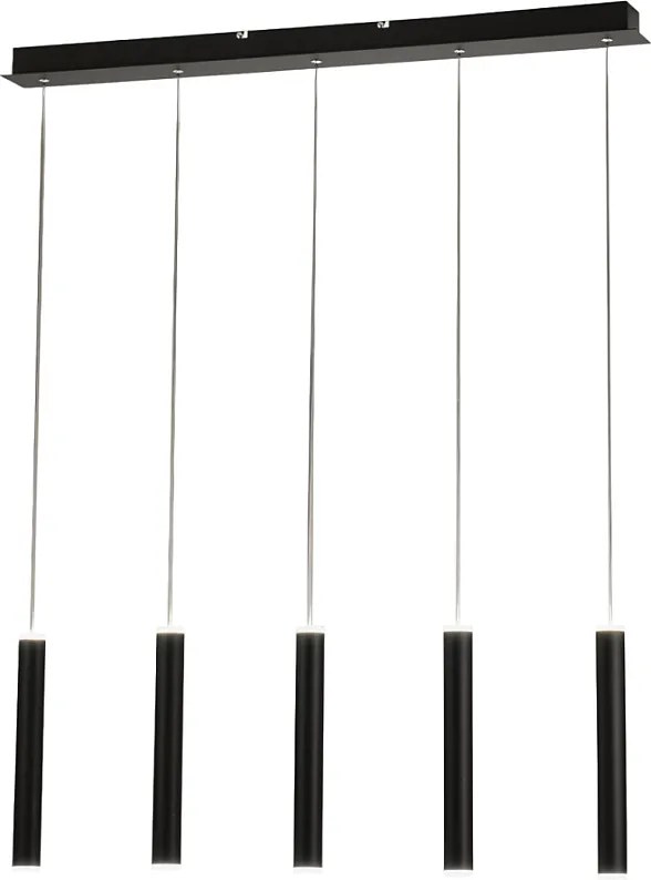 Lampa wisząca Fabas Luce Prado 5-punktowa - 33W ściemnialna LED - matowa czerń Liniowy design