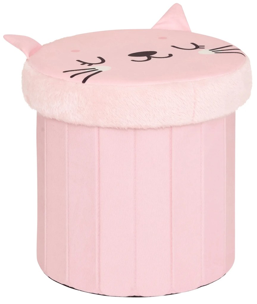 Różowa pufa kotek dla dzieci ANOKI, Ø 30 cm