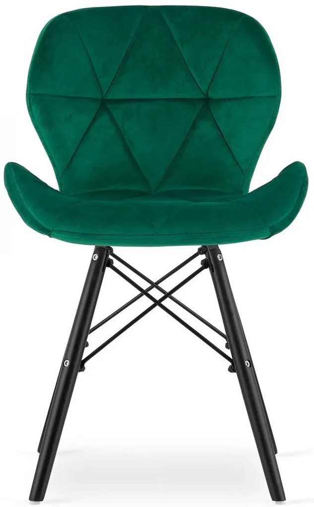 Zestaw 4 szt zielonych welurowych krzeseł P5-R75