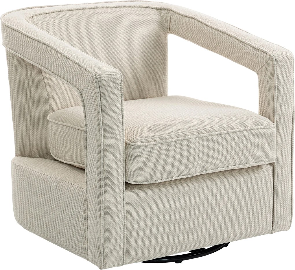 HOMCOM Fotel do salonu 360° obrotowy fotel wypoczynkowy z jednolitym oparciem i podłokietnikami 77 x 75 x 72 cm Beżowy | Aosom PL