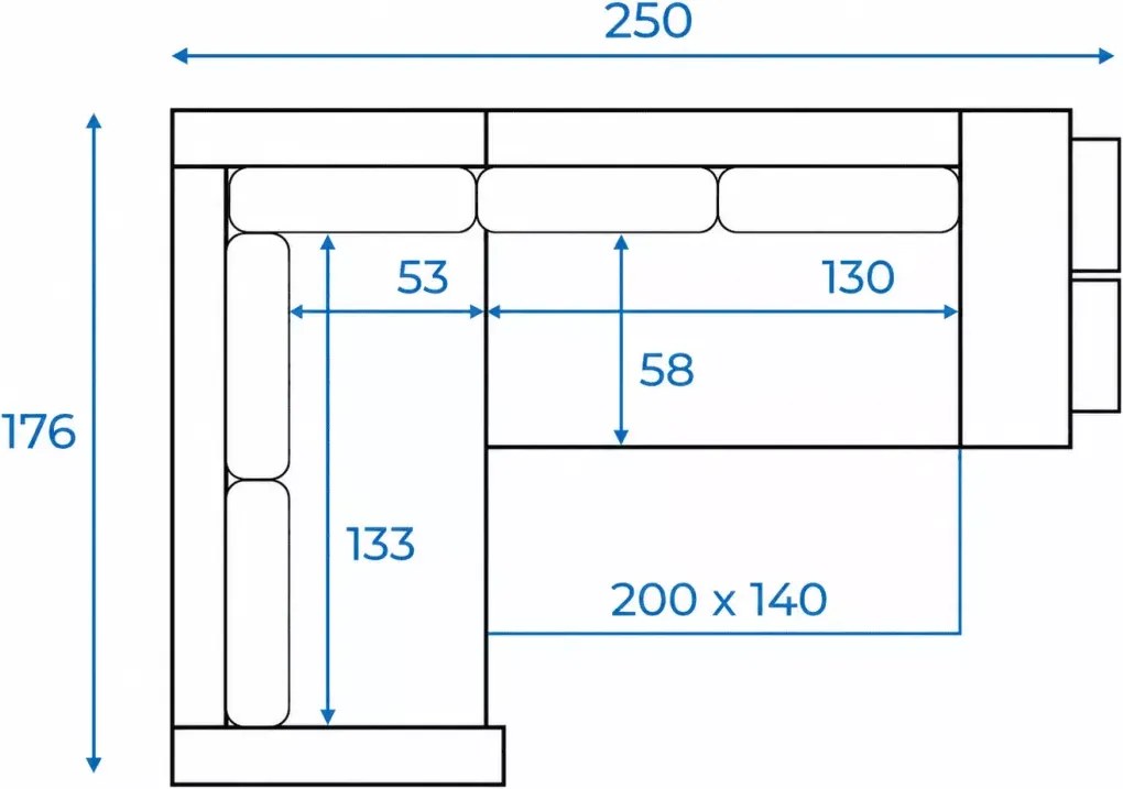 Narożnik Martim półka pufy z funkcją spania 200x140 cm – lewy/prawy, pojemnik na pościel, mikrofaza, pianka lub bonell