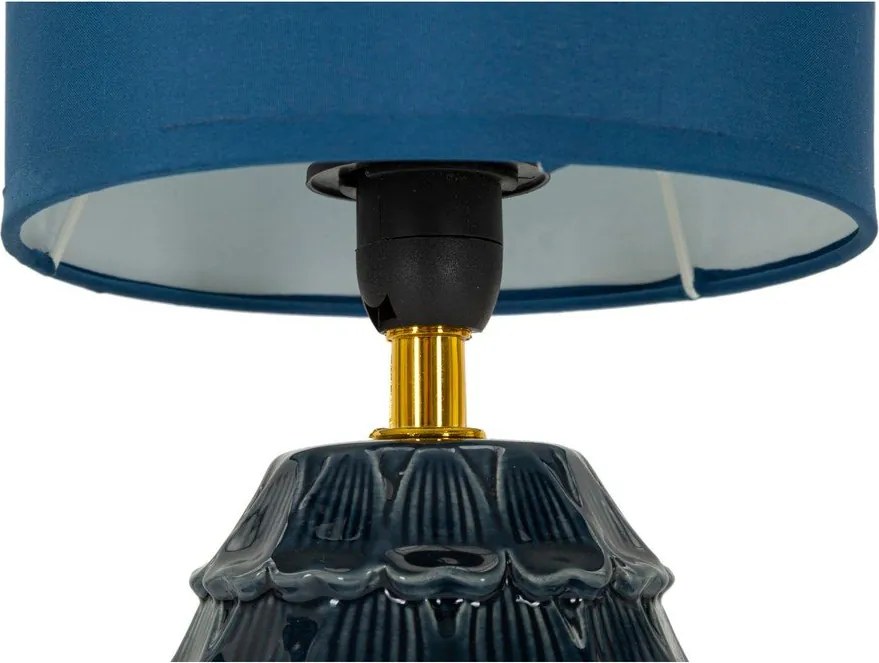 Niebieska lampa stołowa ceramiczna z tekstylnym kloszem (wysokość 30,5 cm) Pigny – Mauro Ferretti