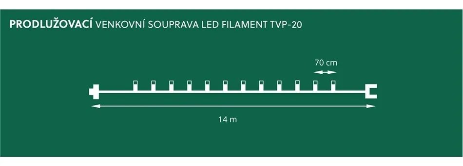 Oświetlenie zewnętrzne Szyszka kolorowy, 20x Filament żarówki LED, przedłużenie