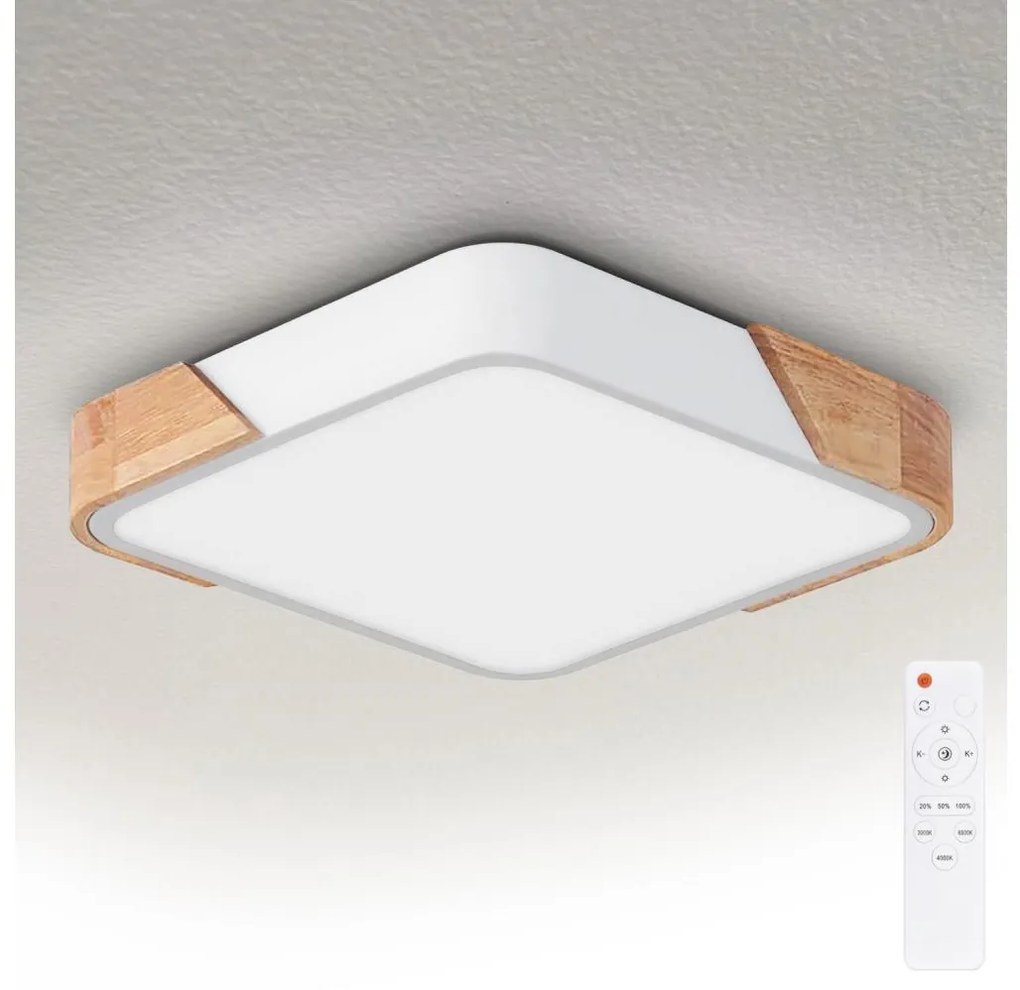 Brilagi - ściemnialna oprawa LED PILANA LED/48W/230V dąb/biały 42x42 cm + pilot