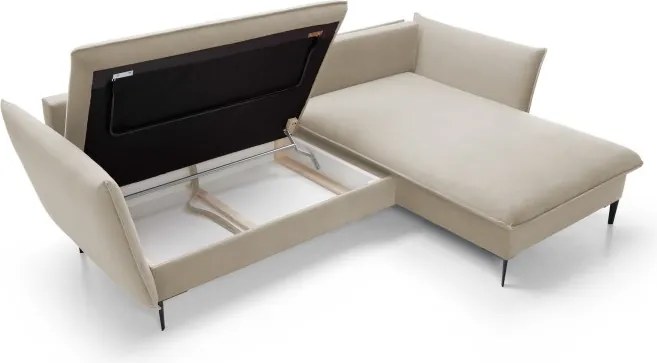 Narożnik GLOSS Prawostronny z funkcją spania, zestaw z poduszkami wolnostojący tkanina RIVIERA 38 Zielony WERSAL