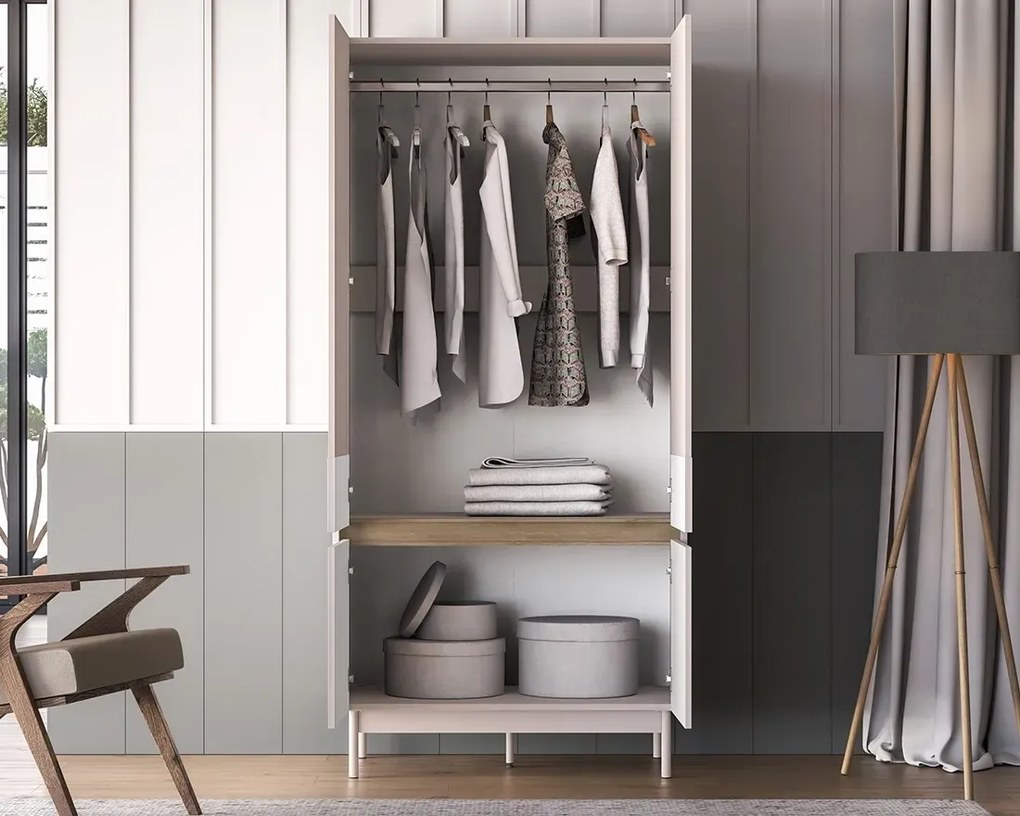 Szafa DUMI 01 4D kaszmirowa/dąb cremona ML MEBLE