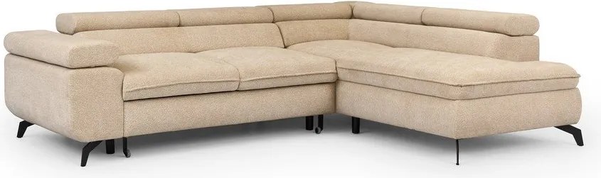 Beżowy narożnik z tkaniny szenilowej (prawostronny/w kształcie litery L) Marbeya – Ropez