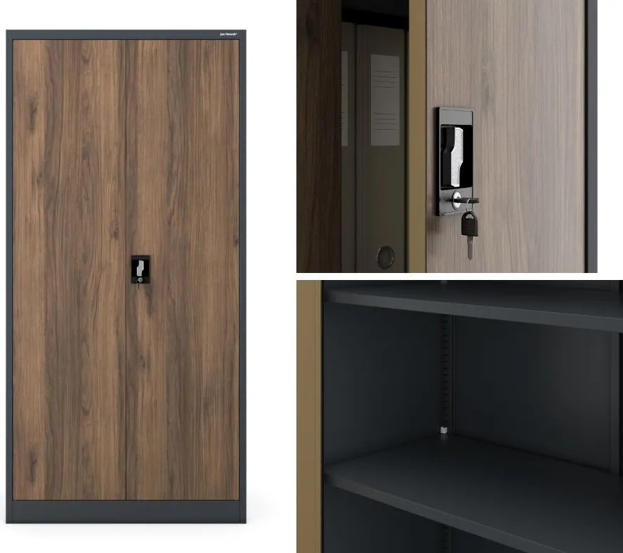 Szafa biurowa Eco Design Jan 90x40x185 cm antracyt/orzech