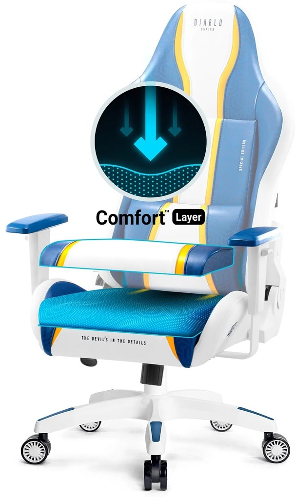 Fotel gamingowy Diablo X-One 2.0 Normal Size, Aqua Blue