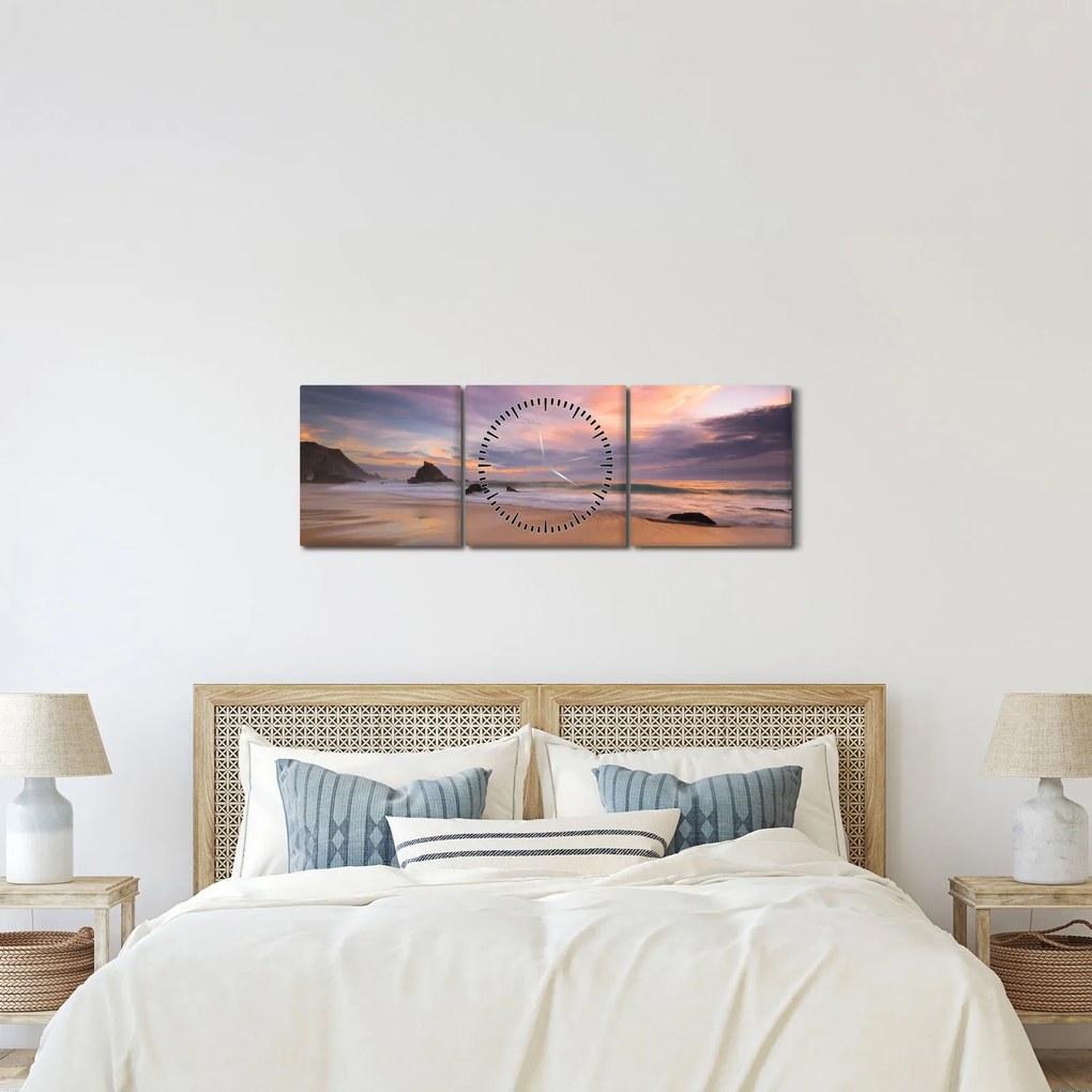 Obraz - Praia da Adraga (z zegarem) (90x30 cm)