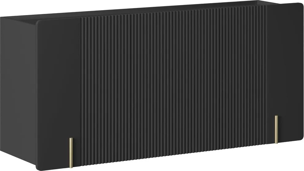 Komoda Malmi 150 cm trzydrzwiowa wisząca - czarny mat / złoty