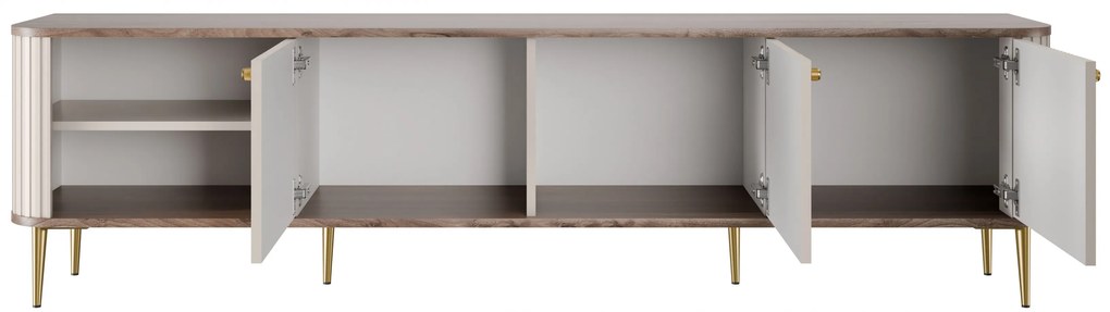 Szafka RTV Vesper 3D 187 cm - kaszmir / orzech / złote nogi