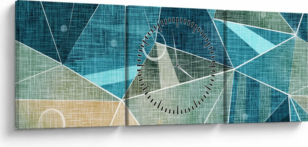 Obraz - Turkusowa abstrakcja (z zegarem) (90x30 cm)