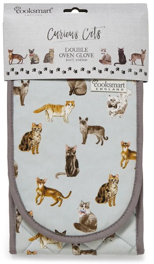Niebieska bawełniana podwójna łapka Cooksmart ® Curious Cats