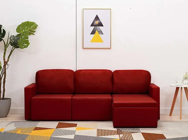 Rozkładana sofa modułowa bordowa - Odi 4Q