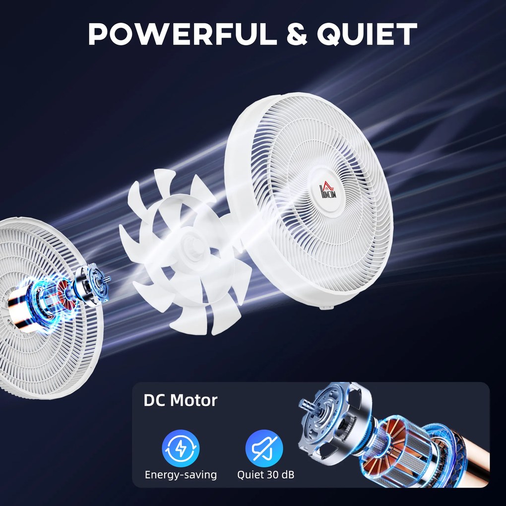 HOMCOM Wentylator, Klimatyzacja, 3 Tryby, Wyświetlacz LED, Oszylujący, Plastik, Biały