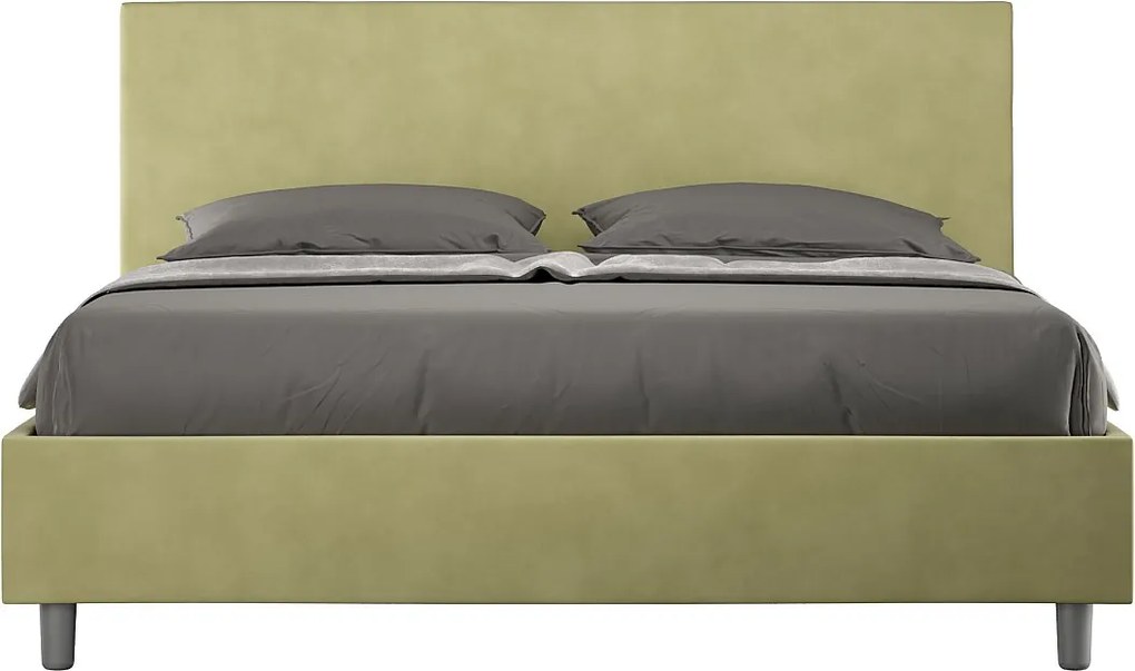 Łóżko wyposażone w stelaż z listwami tapicerowane 160x200 microfibra Zielony Adele