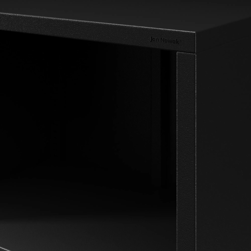 Regał płytki otwarty na książki na nóżkach czarny, 500x1800x350 mm: MARIO Modern