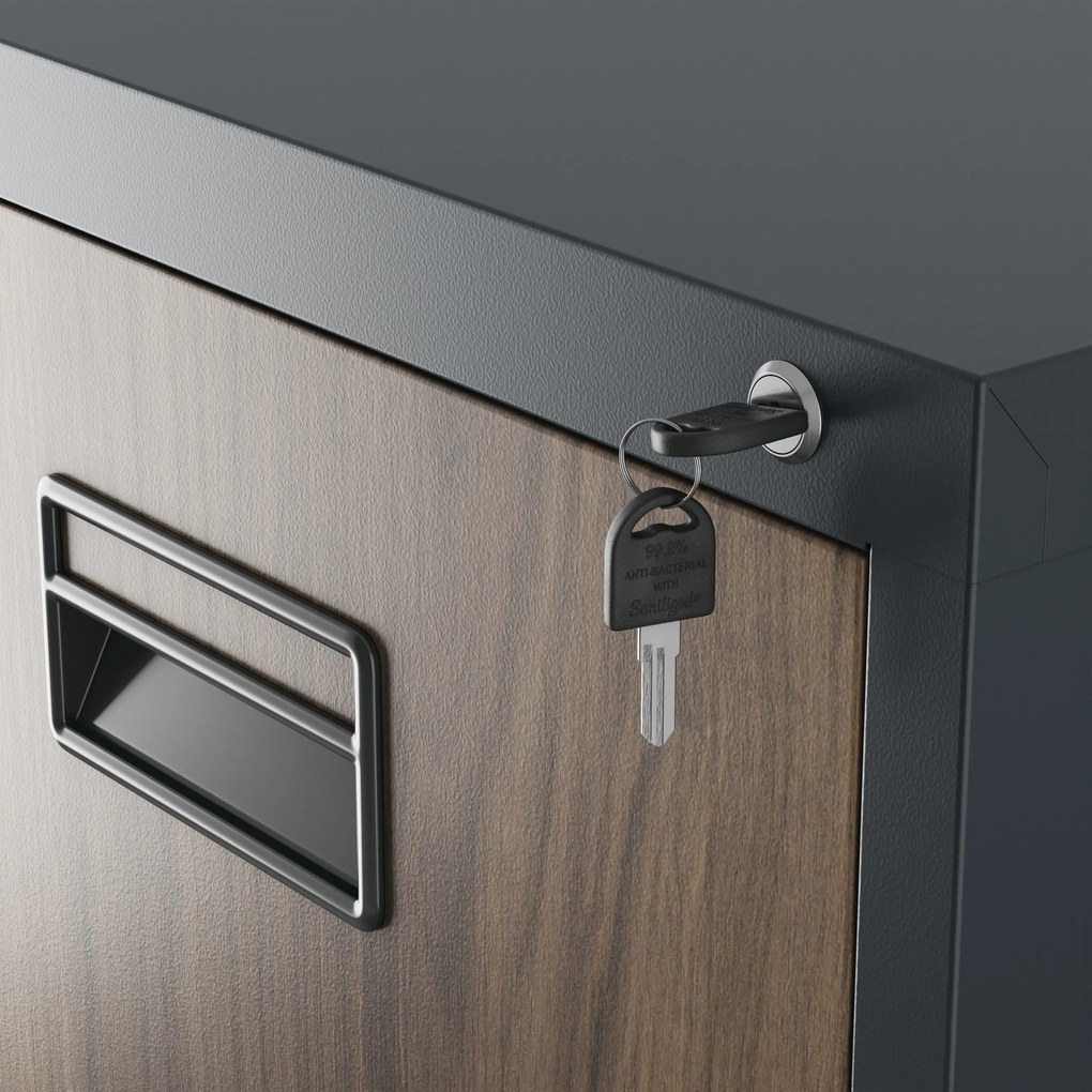 Szafa kartotekowa metalowa z 5 szufladami antracytowa/orzech, 460x1625.5x620 mm: SARA Eco Design