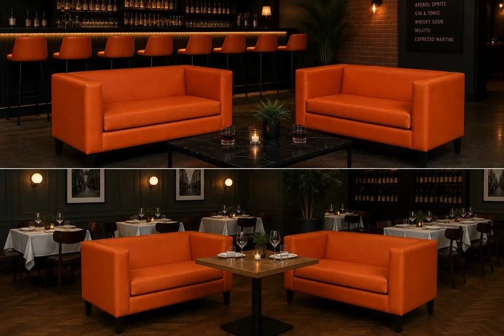 Sofa Monaco : Kolor nogi - Venge, Kolor tkaniny - EKO-SKÓRA - 20D, Typ tkaniny - Eko-skóra , Wysokość nogi - 15 cm