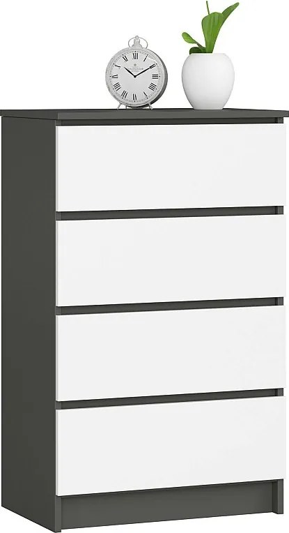 Komoda AKORD K60 Grafit Szary 60 cm 4 szuflady kolor Biały mat 60x40x99 cm