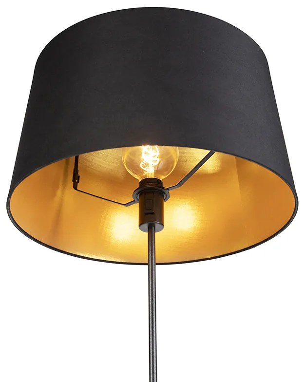 Lampa stojąca czarna z czarnym kloszem 45 cm regulowana - Parte klasyczny/Antyczny Oswietlenie wewnetrzne