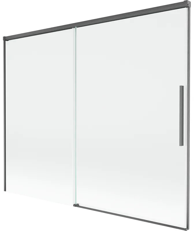 Mexen Rox parawan nawannowy 2-skrzydłowy rozsuwany 190 x 150 cm, transparent, gun gray szczotkowany - 8C9-190-001-66-00