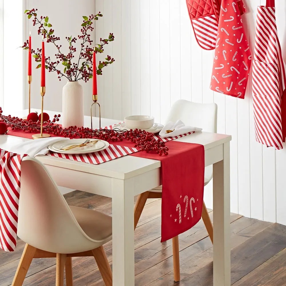 Bawełniany bieżnik ze świątecznym motywem 32x220 cm Candy Cane – Catherine Lansfield