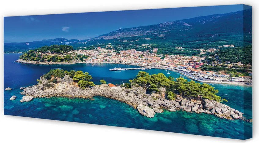 Obraz na płótnie Panorama Greckiego Miasta Portowego