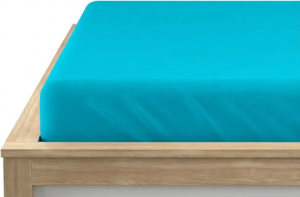 PrzytulneMieszkanie.pl Prześcieradło jersey z lycrą turkusowe 90 x 200 cm